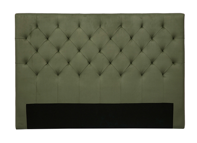 Cabecero de cama tapizado con tejido efecto aterciopelado verde caqui 160 cm ENGUERRAND